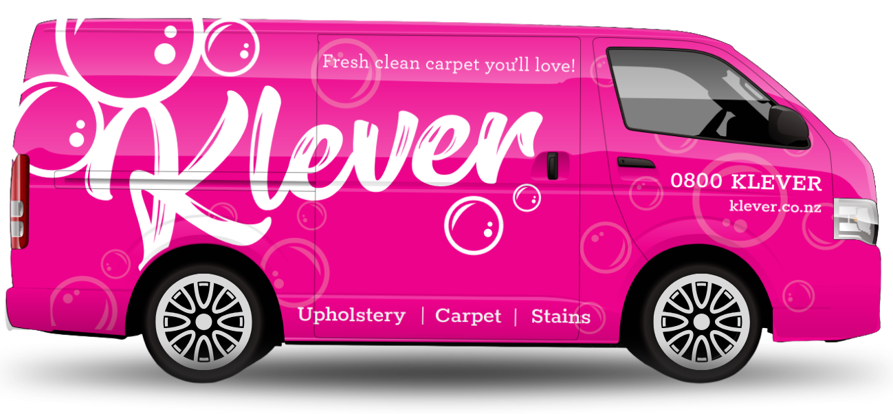 Klever Pink Van Klever branded pink carpet cleaning van