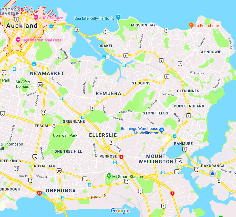 Map Of Central Auckland Suburbs 