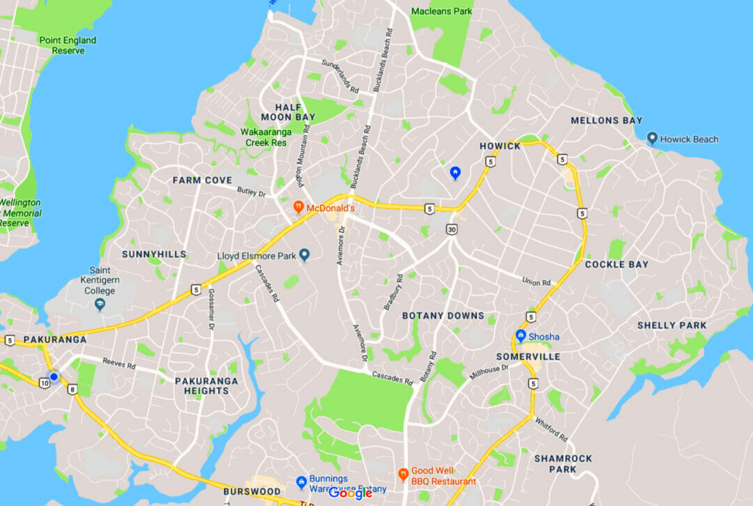 Map Of East Auckland Suburbs 