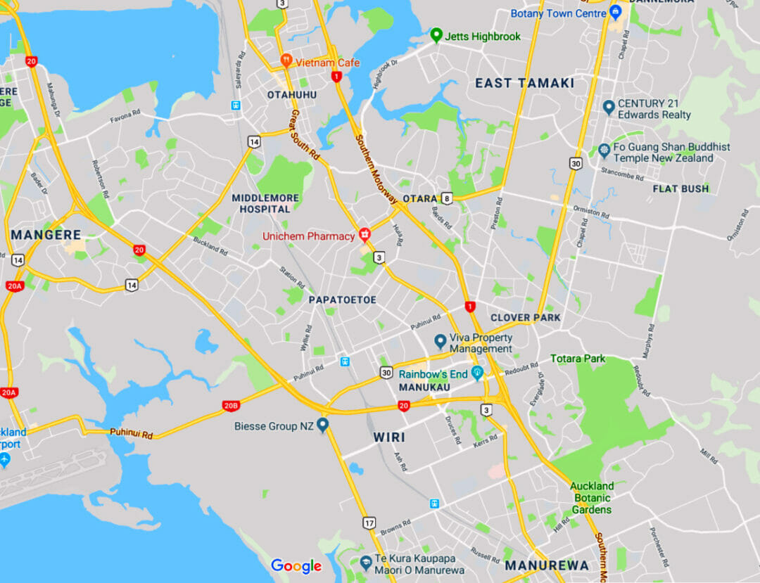Map Of South Auckland Suburbs 