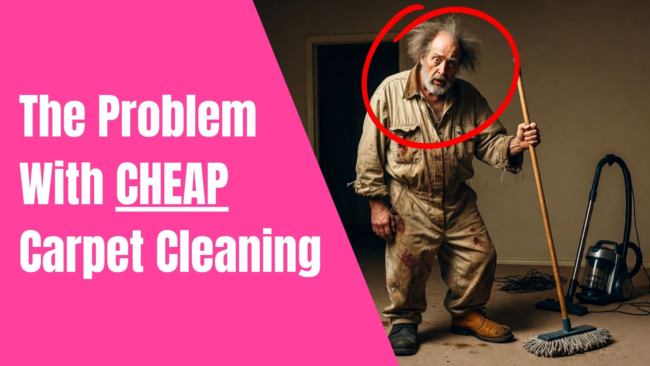 unprofessional carpet cleaner making a mess