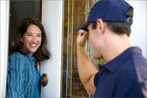 friendly carpet cleaning technician